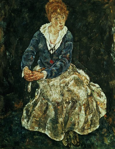 Die Frau des Künstlers sitzt, ca. 1912 von Egon Schiele